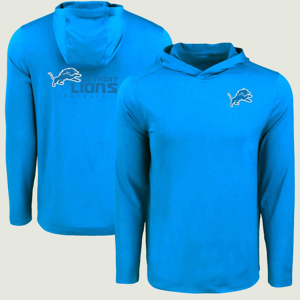 Men 2026 NFL Detroit Lions Hooded long sleeved T-shirt blue 05